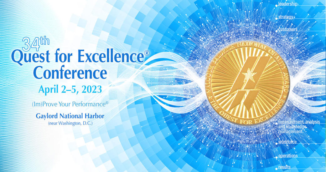 2023 Quest for Excellence Conference, featuring speakers and workshops to advance organizational excellence.